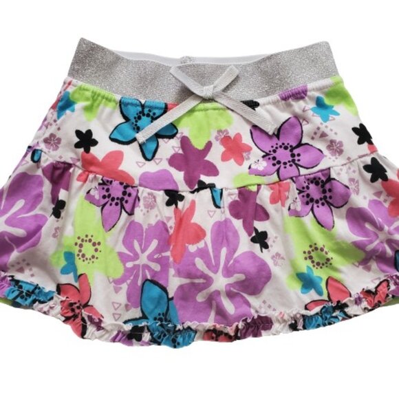 Basic Editions Kids Girls Floral Glitter Waistband Ruffle Hem Skirt Sz M/M (7/8) - Picture 3 of 12